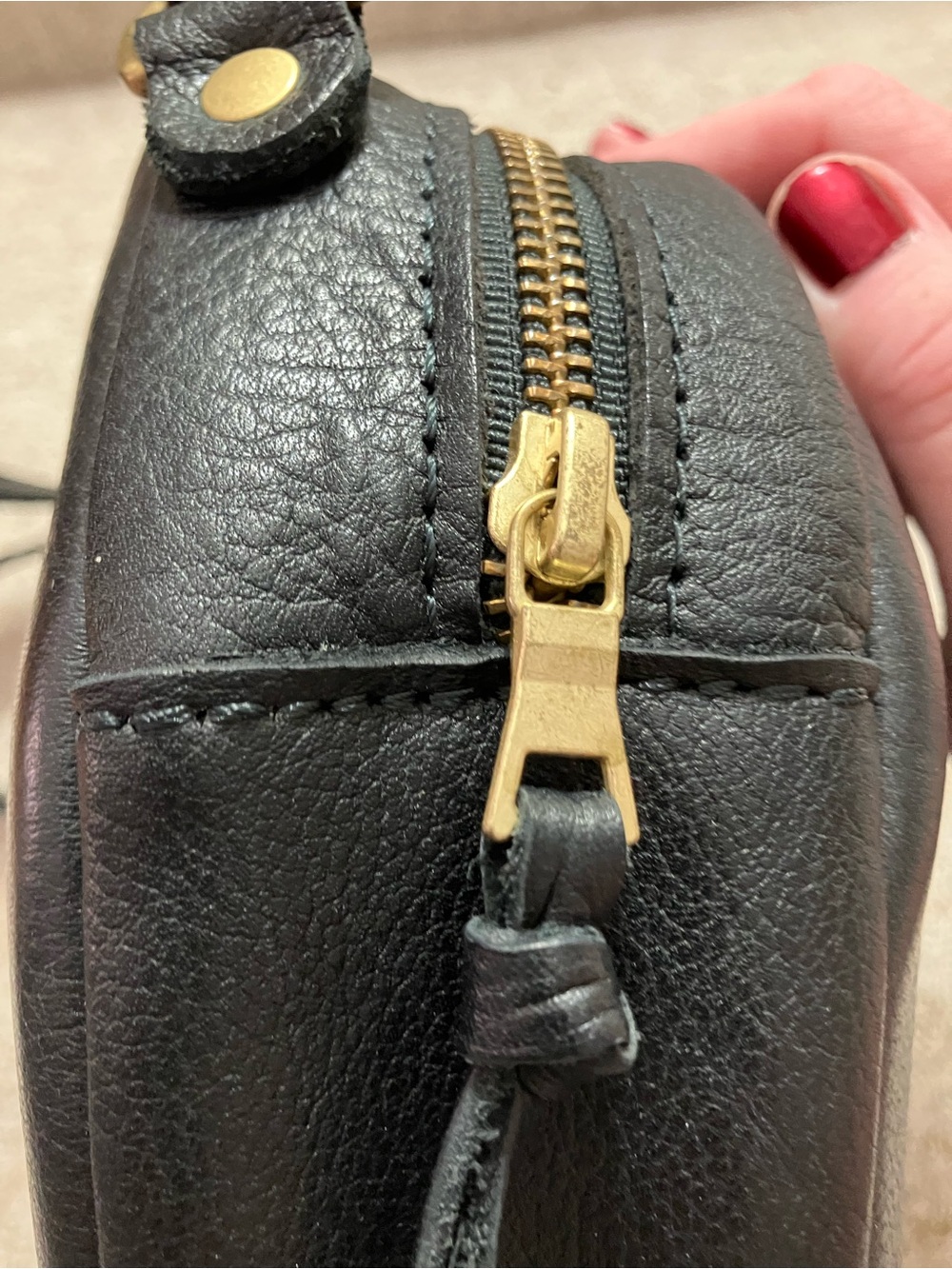 Portland Leather Pebbled Black Round Leather Crossbody - Picture 5 of 9